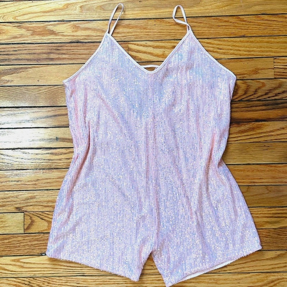 Victoria's Secret Pink Sequin Romper V Neck Party XL Altered Barbiecore Coquette - Picture 3 of 7